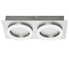 Ledar Plafonnier à LED Blanc Chaud 2 Ampoules Acier brossé