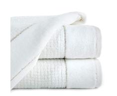Eurofirany Lot de 6 Serviettes de Toilette en Coton avec Coutures métalliques Blanc 50 x 90 cm