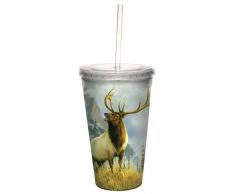 Tree-Free Greetings Gobelet en Acrylique Ã Double paroi avec Paille rÃ©utilisable Motif Ãlan Â«Â High Country ElkÂ Â» par James Hautman 120Â ML
