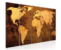 Tableau decoration murale Carte du monde 150 x 60 cm - XXL Impression sur Toile Salon Appartment 5 Parties - prÃªt Ã accrocher - 101756a