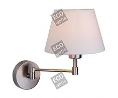 Applique murale Bras articulÃ©e E27 Max.40W Chrome abat-jour PVC Blanc