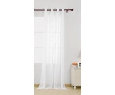 Deconovo Rideau Voilage Chambre Enfant Fille Cuisine de Porte Restaurant Bureau Salon Effet Lin Ã Oeillet 1 Pcs, Tissu, Blanc, 140x245cm