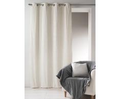 Home Maison 09396-8-AL Rideaux Polaire avec Oeillets Ronds Ecru/Argent 140 x 260 cm