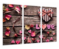 Tableau Moderne Photographique, Impression sur bois, Amour Vintage, Amour, Coeurs, 97 x 62 cm, ref. 26632