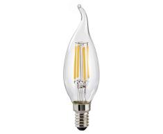 Xavax Ampoule LED (40 W, E14, 470 lm, 15000 h, blanc chaud, LED 230V, ampoule en forme de bougie, totalement en verre, vintage, filament) Transparent