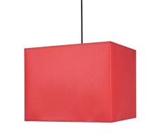 Tosel 13212 Suspension Abat jour Carré Coton/PVC 100 W E27 Rouge