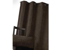 HomeMaison Rideau en Velours Uni, Polyester, Taupe, 260x140 cm