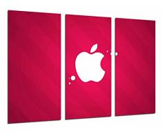 Tableau Moderne Photographique, Impression sur bois, Apple de logo, fond de technologie rose, 97 x 62 cm, ref. 26845