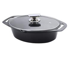 Here ahrenthal Plat à rôtir Ovale en Aluminium Noir, 32 cm, 4 unités de