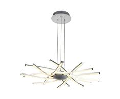 Homemania Lampe Ã suspension Ray, plafonnier mural, chrome en mÃ©tal, 60 x 60 x 120 cm, 8 LED, 12 W, 10080 lm, 4200 K, lumiÃ¨re blanche naturelle