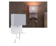 Paulmann 78913 Applique LED Merani avec étagère INCL. 1x2,5 Watts Lecture Gris, Blanc Liseuse Métal, Tissu Lampe Murale 3000 K E27, 2.5 W