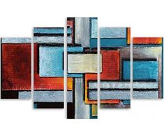 Legendarte PL-107 Tableau Couleurs imbriquées. Impression Digitale sur Toile, Lienzo, Multicolor, cm. 150x100-5 Panneaux