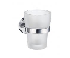 Smedbo Home Support avec gobelet en Verre, Porcelaine, Argent, 7.5Â x 10Â x 14.5Â cm