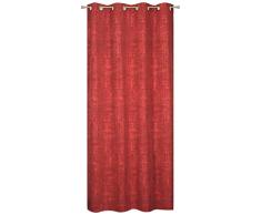 HomeMaison Rideau Velours Effet CraquelÃ©, Polyester, Rouge, 240x140 cm