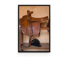 Affiche encadrée Selle de Cheval finition Aluminium noir satiné plein format - Format : 20x30 cm