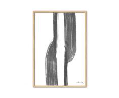 CUADRIMAN Abstrait Tableau Encre VI, Bois, Blanc et Noir, 92Â x 62Â cm
