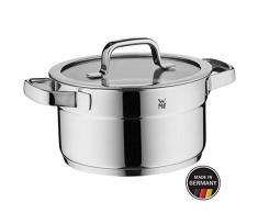 WMF Compact Cuisine Marmite haute 20 cm, couvercle en verre, marmite 3,3 l, acier inoxydable Cromargan poli, graduation intérieure, empilable, casserole à induction, non revêtue