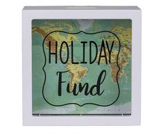 ootb 144315 Tirelire, Holiday Fund, Design Carte du Monde, weiÃ, 15 cm