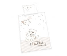 Herding BABY BEST Parure de Lit pour Enfants, Réversible Jana Lieblingsmensch, Housse de Couette 100 x 135 cm, Taie dOreiller 40 x 60 cm, Coton/Renforcé