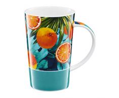 AMBITION Tropical 430 ML Tasse Ã thÃ© en Porcelaine avec 1 unitÃ©, Bleu, Multicolore, Vert, 430 ML