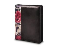 Rayher Hobby Agenda A5, créatif Agenda avec Rail de Bague 3 Anneaux et registre, année Calendrier, Similicuir, Schwarz mit Blumenmuster, 24 x 20 x 4,2 cm