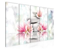 Tableau decoration murale Fleurs Feng Shui 150 x 60 cm - XXL Impression sur Toile Salon Appartment 5 Parties - prÃªt Ã accrocher - 505856a