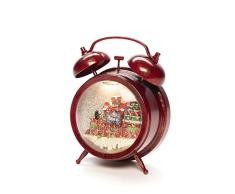 Konstsmide Horloge boule Ã neige avec scÃ¨ne de train, remplie deau (IP20)/8 chansons en option Fonctionne avec piles 3 x AA 1,5 V (sans cl.)/lanterne de NoÃ«l 1 LED, rouge