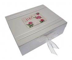 White Cotton Cards Album Photo 100Ã¨me Anniversaire Motif Grande Rose Anglaise BoÃ®te Souvenir