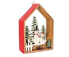 EUROCINSA CasiÃ¨re Murale ou Table, en Bois avec lumiÃ¨res (sans Piles) avec Motifs de NoÃ«l Rouge et Vert 16 x 23 cm 2 unitÃ©s, Taille Unique.