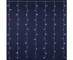 Rideau 3,6 x 1,2 m, 216 LED blanc froid, câble blanc, avec contrôleur à mémoire, lumières de Noël, rideaux lumineux