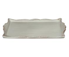 Biscottini Plateau rectangulaire en bois finition blanc vieilli L40 x P30 x H5 cm FabriquÃ© en Italie