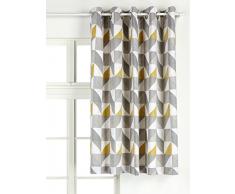 Julian Charles Delta Rideaux à Åillets doublés de Luxe, 137 cm de Longueur x Largeur de 229 cm, Coton, Gris, 137 x 229 x 0.1 cm