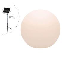 8 Seasons design Luminaire de Jardin à LED Sphere Solaire Globe Terrestre (à 30 cm, Blanc Chaud, Capteur de Lumière, Allumage Automatique, IP44, Lampe de Poche Extérieure) Blanc