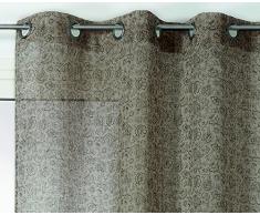 Linder Voilage Motif Petite Fleur, Polyester, Naturel, Vert FoncÃ©, 150x240 cm