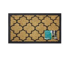 JVL Confort en Fibre de Coco en Caoutchouc Grattoir Tapis de Porte dentrÃ©eÂ âÂ Motif Rond, 40Â x 70Â cm, Naturel/Noir