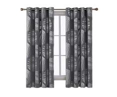 Deconovo Rideaux Occultants Ã Oeillet Isolation Thermique Anti Chaleur Motif Cercle Argente RÃ©duction du Bruit pour Chambre FenÃªtre Salon 2 Pcs, Gris Clair, 117x183cm