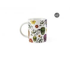 Excelsa Lot de 2 tasses en porcelaine Motif tête de mort