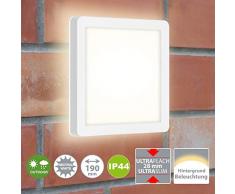 Briloner Leuchten - Ãclairage extÃ©rieur LED, applique murale dextÃ©rieure avec effet de rÃ©tro-Ã©clairage, 8 Watt, 1.200 Lumen, 4.000 Kelvin, Blanc, CarrÃ©, 190x190x28mm ( LxLxH )