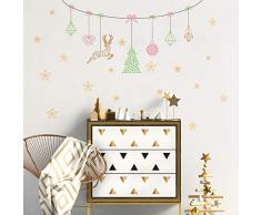 Stickers adhésifs Noël | Sticker Autocollant Guirlande de Noël Origami - Décoration Murale fêtes de Noël | 60 x 115 cm