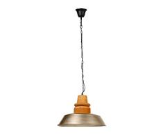 lum & Co lampe Suspension mÃ©tal et Bois coz, Gris industriel
