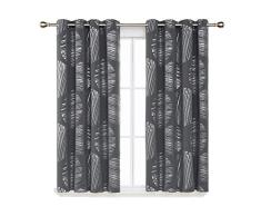 Deconovo Rideaux Occultants Ã Oeillet Argente Motif Cercle Chambre Panneaux Isolation Thermique FenÃªtres Salon pour Cuisine 2 Pcs, Gris Clair, 117x138cm