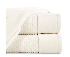 Eurofirany Lot de 6 Serviettes de Toilette en Coton avec Coutures métalliques Crème 50 x 90 cm