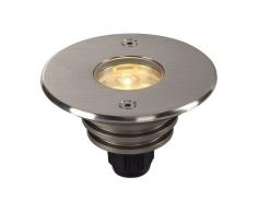 SLV DASAR LV Lampe dextérieur, encastrable de sol rond inox 316, 40 °, 6 W, Power LED, 3000 K, IP67 233500