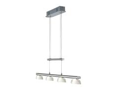 TRIO, Suspension, Senator incl. 4 x LED,SMD,4,5 Watt,3000K,430 Lm. Verre mat, Blanc, Corps: metal, Nickel mat L:90,0cm, L:8,0cm, H:160,0cm IP20,OSRAM Inside,Hauteur rÃ©glable,Interrupteur tactile 4 niveaux