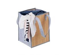 Relaxdays Pliable anses, Transport, Sac de Courses, Panier à Linge Bambou Feutre 50 litres, Nature-Gris, 30 x 35 x 45 cm