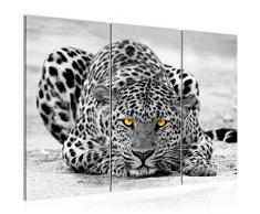 Tableau decoration murale Afrique LÃ©opard 120 x 80 cm - XXL Impression sur Toile Salon Appartment 3 Parties - prÃªt Ã accrocher - 000331a