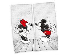 Herding Disney Mickey & Minnie Mouse Serviette de Bain, Coton/Velours, Multicolore, 80 x 180 cm