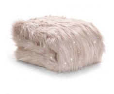 Catherine Lansfield - Housse de Coussin en Fourrure mÃ©tallisÃ©e, Polyester, Rose poudrÃ©, Throw - 130x170cm