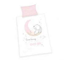 Herding Parure de Lit Pour Tout-Petits, Little Bunny Réversible, Housse de Couette 100x135cm, Taie dOreiller 40x60cm, Coton/Renforcé