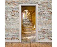 Wallflexi Porte panoramique Pierre Stairway Décoration Murale Stickers muraux Salon Chambre denfant Restaurant Hôtel Café Bureau Décor Amovible Stickers Autocollants, Multicolore